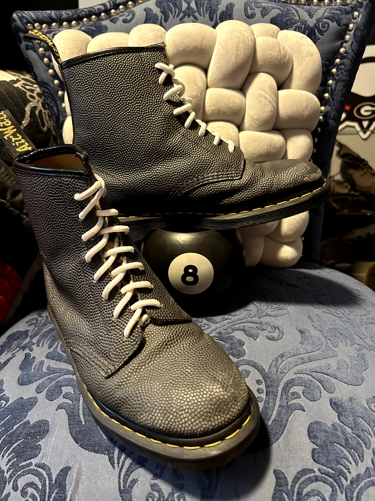 Dr Martens X Stussy Grey Pebbled Leather Size 10/Eu 42